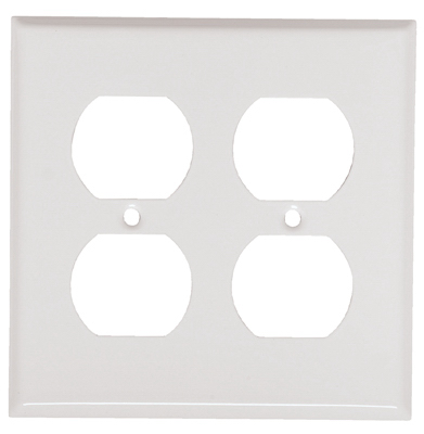86102 2 Gang 2 Duplex Opening Steel Wall Plate, White