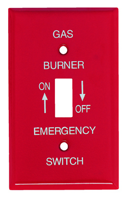 41020 1 Gang Single Toggle Emergency Gas Burner On And Of Wall Plate, Red