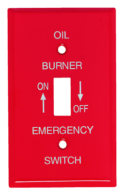 41001 1 Gang Single Toggle Emergency Oil Burner On And Of Wall Plate, Red