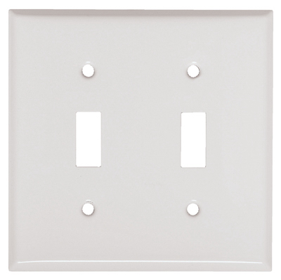 86072 2 Gang 2 Toggle Opening Steel Wall Plate, White