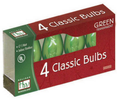 1075g-88 Hw C7 Green Transparent Replacement Bulbs, 4 Pack
