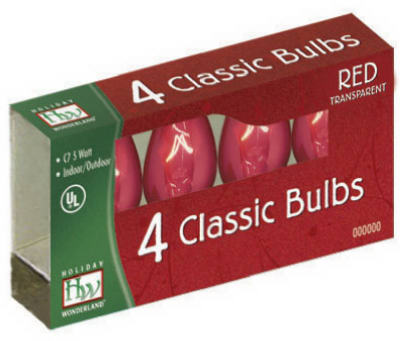1075r-88 Hw C7 Red Transparent Replacement Bulbs, 4 Pack