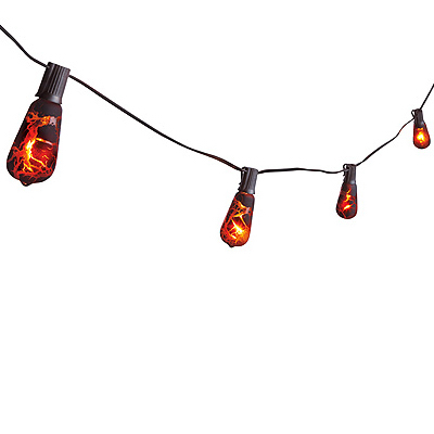 V33152-88 10 Light Orange With Black Crackle Elongated Edison Style Glass Bulb Set