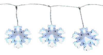 V79178 10 Light Led Snowflake String Light, Cool White