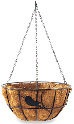 84252 Round Classic Perching Birds Hanging Basket With Coco Fiber Liner