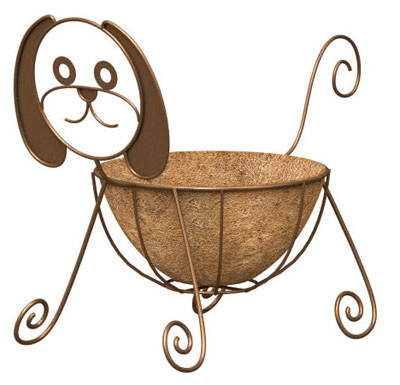 86656 Rust Color Dog Planter With Coco Liner