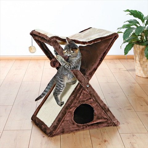 Miguel Fold-and-store Cat Tower, Beige - Brown