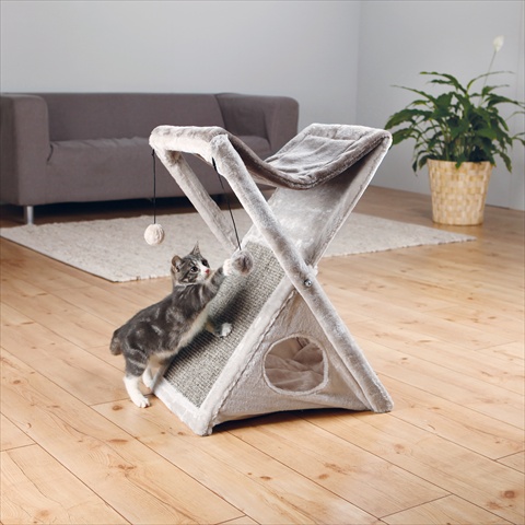 44771 Miguel Fold And Store Cat Tower, Light Gray & Gray