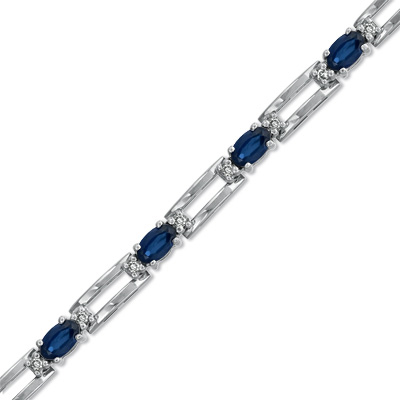 Brb34sd Oval 5 X 3 Sapphire And Diamond Bracelet Set In 14k Gold
