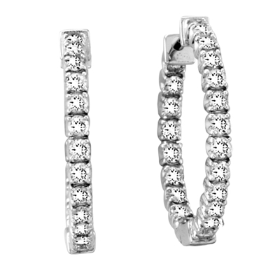 2.00 Ct. Diamond Hoop Earrings Set In 14k Gold. 1 In.