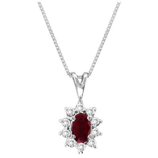 Pa102rd 0.35 Ct. Diamond And Natural Heated Ruby Pendant In 14k Gold