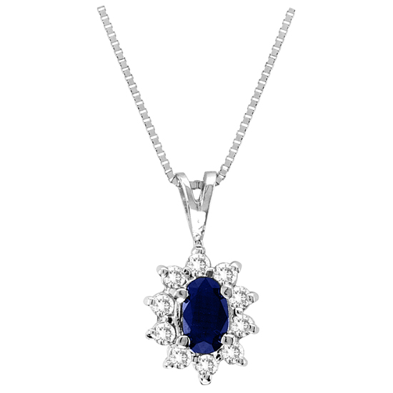 Pa102sd 0.35 Ct. Diamond And Sapphire Pendant In 14k Gold