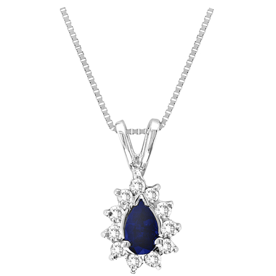 Pa268sd 0.35 Ct. Diamond And Sapphire Pendant In 14k Gold