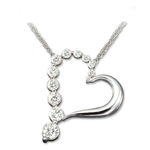 14K Gold 1.00 Ct. Diamond Journey Heart Pendant