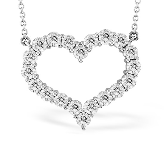 Prl1290-336 3.36 Ct. Diamond Heart Shape Pendant Shared Prong Setting 14k Gold With 16 In. Chain