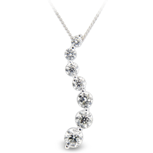 3.00 Ct. Diamond 14k Gold Journey Pendant I-i Quality Chain Included