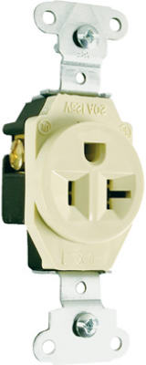 5351icc8 20a 125v 2 Pole 3 Wire Grounding Heavy Duty Single Outlet, Ivory
