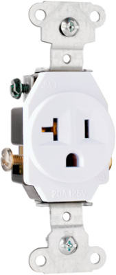 5351wcc8 20a 125v 2 Pole, 3 Wire Grounding Heavy Duty Single Outlet, White