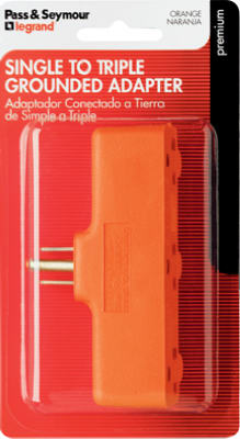 699bpcc5 Heavy Duty Triple Outlet Tap Grounding Adapter, Orange