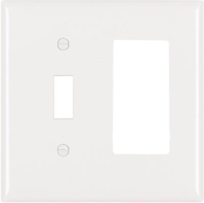 Sp126wu 2 Gang 1 Toggle Opening & 1 Decorator Opening Urea Wall Plate, White