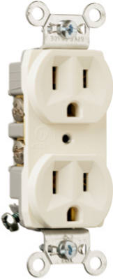 Crb5262lacc12 15a 2 Pole 3 Wire Grounding Heavy Duty Duplex Outlet, Light Almond