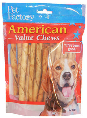 Pet Factory 28754 Chicken Flavor Twist Sticks Dog Treat, 25 Pack