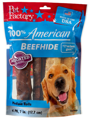 Pet Factory 78111 Rawhide Rolls Dog Treat, 4 Pack