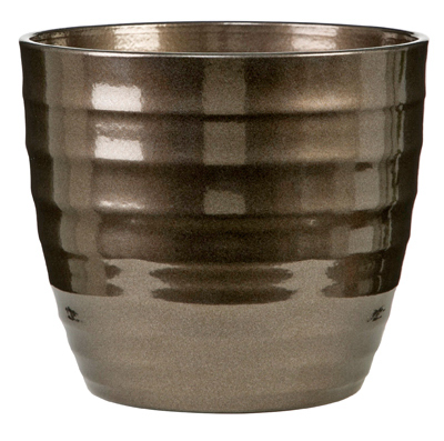 56324 6.25 In. Royal Shine Round Ceramic Indoor Planter - Brown
