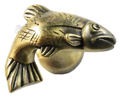 Sl-681383 Left Fish Knob, Antique Brass