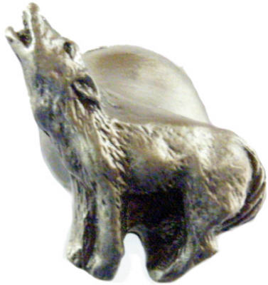 Sl-681398 Right Howling Wolf Cabinet Knob, Pewter