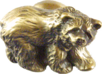Sl-681294 Left Grizzly Bear Cabinet Knob, Antique Brass