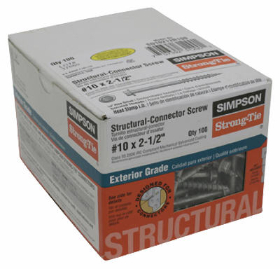 UPC 707392312901 product image for Simpson Strong Tie SD10212R100 No. 10 x 2.5 in. Connector Screw | upcitemdb.com