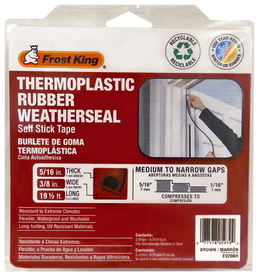 Thermwell Ev20br Thermoplastic Rubber Weather Seal Self Stick Tape - Brown