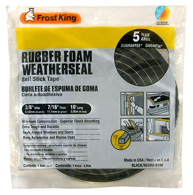 Thermwell R738h Sponge Rubber Weather-strip Tape, Black