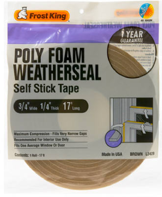 Thermwell L342bh Brown Foam Weather-strip Tape - 0.75 X 0.25 In.