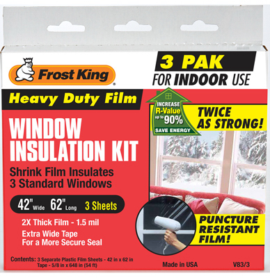 Thermwell V83-3 3 Pack Film Window Insulation Kit - 42 X 62 In.