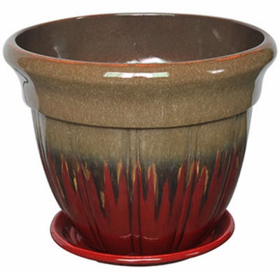 Ps00105s-150a 15 In. Meteor Red Banned Ribbon Bell Planter
