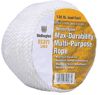 10967 0.25 In. X 100 Ft. Nylon Rope Twisted, Silvery White