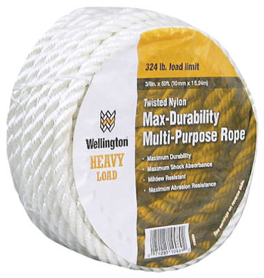 10989 0.38 In. X 50 Ft. Nylon Rope Twisted, Silvery White