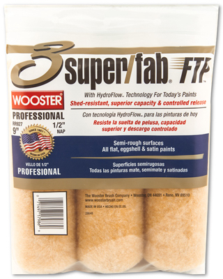 Wooster Brush Rr927-9 9 X 0.5 In. Super Fab Shed Resistant Roller Cover - 3 Pack