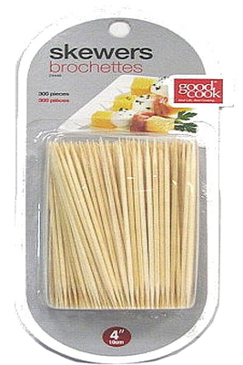 24446 4 In. Double Point Bamboo Skewers, 300 Ct., Pack Of 4