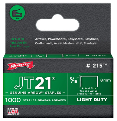 215 Flat Crown Light Duty Staples - 0.31 In., Pack Of 5
