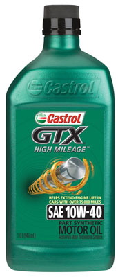 06460 1 Quart, Castrol 10w40 Gtx High Mileage Motor Oil, Pack Of 6