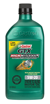 06148 1 Quart, Castrol 5w20 Gtx High Mileage Motor Oil, Pack Of 6