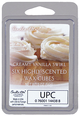 Candle Lite 3711553 2.5 Oz. Creamy Vanilla Swirl Scented Wax Cubes - Pack Of 4