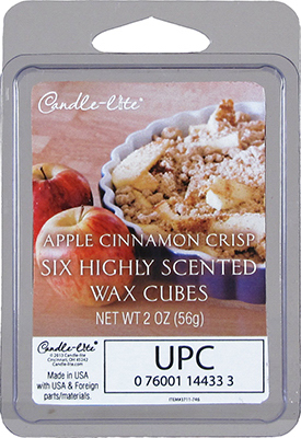Candle Lite 3711746 2.5 Oz. Apple Cinnamon Crisp Scented Wax Cubes, Pack Of 4