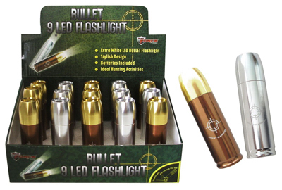 08-0996 9 Led, Bullet Design Flashlight - Pack Of 15