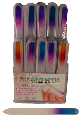 01-0289 Glass Nail File, 100 Percent Pure Glass - Assorted - Pack Of 60