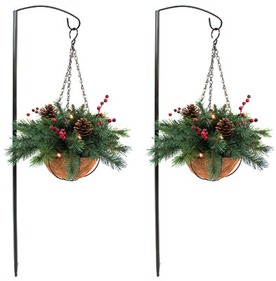 Equinox 2 Labd-hbw2-7cw 2 Pack, 13 In. Battery Operated, Aberdeen Walkway Artificial Hanging Basket Set - Pack Of 4