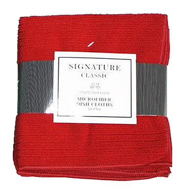 J & M Home Fashions 3543 13 X 13 In. Red Microfiber 100 Percentage Polyester Dish Cloths - 4 Pack, Pack Of 3